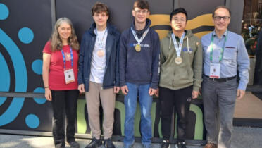 Pictured: Anca Mustata, Vitalii Halushko, Owen Barron, Tianci Yan and Dr Bernd Kreussler