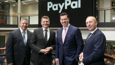 Pictured: Aaron J. Webster, PayPal; Minister for Enterprise, Trade & Employment Peter Burke; Paul Ryan, PayPal; and Michael Lohan, IDA Ireland