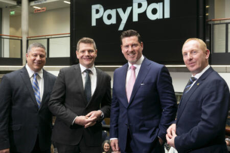 Pictured: Aaron J. Webster, PayPal; Minister for Enterprise, Trade & Employment Peter Burke; Paul Ryan, PayPal; and Michael Lohan, IDA Ireland