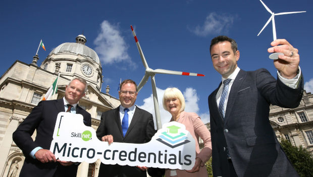 Pictured: Mark Jordan, Skillnet Ireland, Minister for Further and Higher Education, Research, Innovation & Science, James Lawless; Minister of State at the Department of Further and Higher Education, Research, Innovation & Science Marian Harkin; and Noel Cunniffe, Wind Energy Ireland