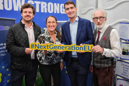 Pictured: Joe Carlyle, eir evo; Minister of State with special responsibility for Public Procurement, Digitalisation & eGovernment Emer Higgins; Minister for Public Expenditure, Infrastructure, Public Service Reform and Digitalisation Jack Chambers; Jim Leahy, Office of the Government Chief Information Officer