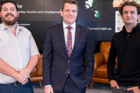 Robert Cormican, Minister Peter Burke, and Eoin Cobbe
