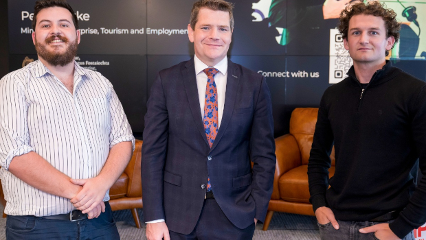 Robert Cormican, Minister Peter Burke, and Eoin Cobbe