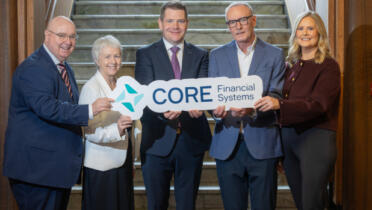 Pictured: Karl O'Leary, Core Financial Systems; Anne Lanigan, Enterprise Ireland; Jim Bradley, Core Financial Systems; Minister for Enterprise, Tourism and Employment, Peter Burke; and Jane Colgan, Core Financial Systems