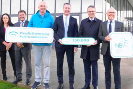 Pictured: Tara Collins and Clive Ryan, NBI; Barry O'Halloran, Adare Recreation & Community Complex, Manor Fields; T.J. Malone, NBI; Minister for Arts, Culture, Communications, Media and Sport Patrick O’Donovan; and David McCourt, NBI