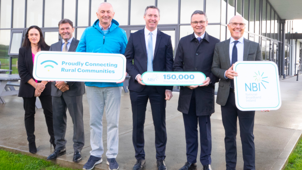 Pictured: Tara Collins and Clive Ryan, NBI; Barry O'Halloran, Adare Recreation & Community Complex, Manor Fields; T.J. Malone, NBI; Minister for Arts, Culture, Communications, Media and Sport Patrick O’Donovan; and David McCourt, NBI