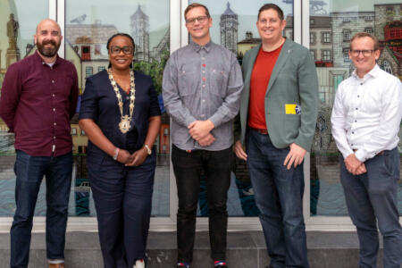 Picture: Damien Donnellan, Galway City Museum; Councillor Helen Ogbu, Galway City Council; Adam Stoneman, Galway City Museum; Ben Steele, Liberty IT; and Brian Barrett, Galway City Council