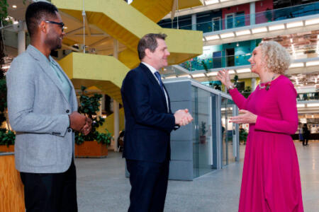 Pictured: Emmanuel Adeleke, Deloitte Ireland; Minister for Enterprise, Tourism and Employment Peter Burke; Anne O’Leary, Meta Ireland