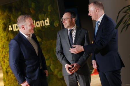 Pictured: Minister of State at the Department of Finance with special responsibility for Financial Services Robert Troy; Denis Curran, Head of Emerging Business in IDA Ireland; Niall Carson CoinJar Europe
