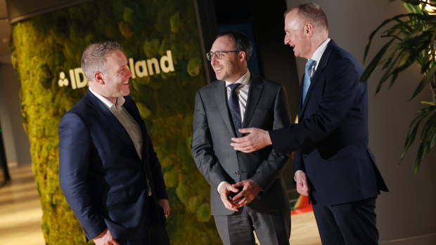 Pictured: Minister of State at the Department of Finance with special responsibility for Financial Services Robert Troy; Denis Curran, Head of Emerging Business in IDA Ireland; Niall Carson CoinJar Europe