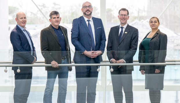 Pictured: Diarmuid O’Brien, Research Ireland; Dr Paddy Austin, Assistant Director for ERDF, Northern and Western Regional Assembly; Prof Garry Duffy, ARC Hub for HealthTech, University of Galway and RCSI; Prof David Burn, University of Galway; Elena Panteva, Directorate General for Regional & Urban Policy, European Commission