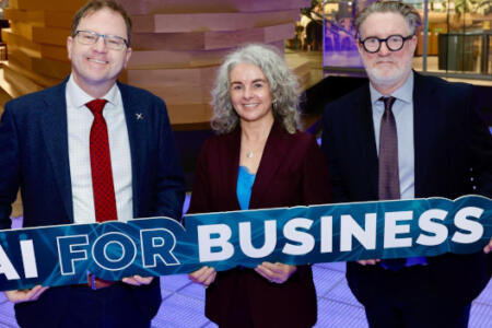 Minister for Further and Higher Education, Research, Innovation and Science James Lawless; Nessa White, SOLAS; Kevin Marshall, Microsoft Ireland