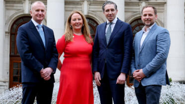 Pictured: Denis Curran, IDA; Elaine Deehan, Monzo; An Tánaiste Simon Harris; and Michael Carney, Monzo