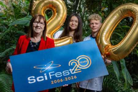 Sheila Porter, SciFest; Nayda Barteneva and Arthur Kenevey, Belmayne Educate Together Secondary School