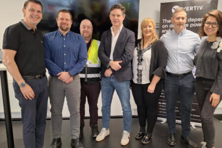 Pictuerd: Chris Hales, Jan Koci, Enda Hamil, Paul Ryan, Fiona Fisher, Emmett Toland, and Inna Somers, Vertiv