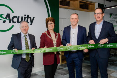 Pictured: Ger Flaherty, IDA Ireland; Kevin O’Riordan, Acuity; Deputy Lord Mayor of Cork City, Cllr. Margaret McDonnell; Conor Healy, Cork Chamber