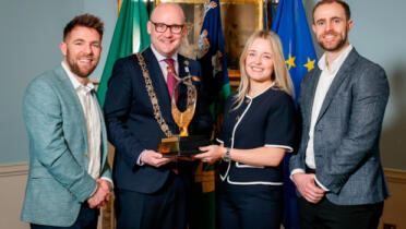 Pictured: Lord Mayor of Dublin Councillor Ray McAdam with Keith Walsh, Áine Devlin and Paddy Ward, ExamRevision