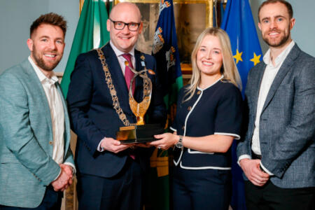 Pictured: Lord Mayor of Dublin Councillor Ray McAdam with Keith Walsh, Áine Devlin and Paddy Ward, ExamRevision