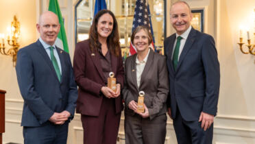Pictured: Dr Diarmuid O'Brien, Research Ireland; Dr Sarah O’Keeffe, Eli Lilly and Company; Prof. Lynne S. Taylor, Retter Distinguished Professor of Pharmacy at Purdue University; and Taoiseach Micheál Martin