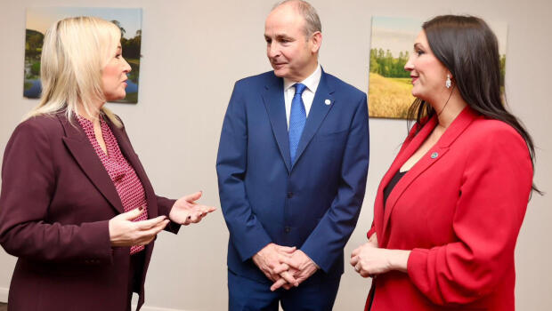 NI First Minister Michelle O’Neill, Taoiseach Micheál Martin, and NI Deputy First Minister Emma Little-Pengelly