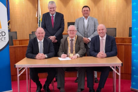 Pictured: Back row (l–r): Frank Curran Dún Laoghaire–Rathdown County Council; Greg Brennan, Sandyford Business District. Seated (l–r): Ger Corbett, Sandyford Business District; Cllr Jim Gildea, Cathaoirleach of Dún Laoghaire-Rathdown County Council; Liam Cronin, UCD