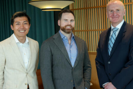 Pictured: Gavin Cheng and Sam Coyne, Currenxie; Dennis Curran, IDA Ireland