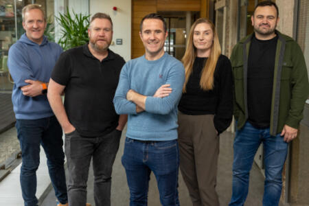 Pictured: Prof Ronan Killeen, Stefan McDonald, Mitchell O'Gorman, Claire O'Mahony, Neil Hosey, xWave