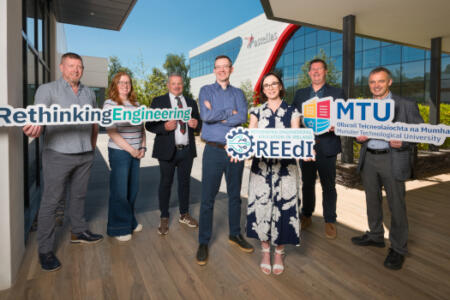 Pictured: Seamus O’ Connell and Roisin O’ Sullivan, Astellas Kerry Plant; Dr Seamus Murphy, MTU; Donal Griffin, Astellas Kerry Plant; Dr Fiona Boyle and Prof Joseph Walsh, MTU; and Louis Collins, Astellas Kerry Plant