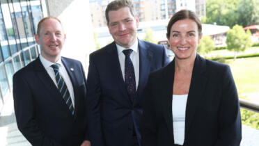 Pictured: Michael Lohan, IDA; Minister for Enterprise, Tourism and Employment Peter Burke; Cathy McCartan, Dedalus Ireland