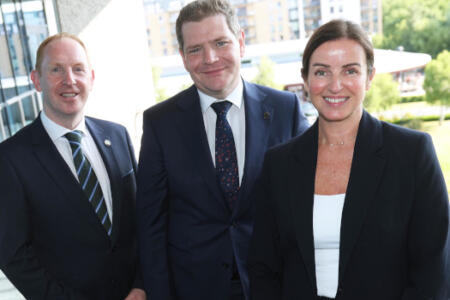 Pictured: Michael Lohan, IDA; Minister for Enterprise, Tourism and Employment Peter Burke; Cathy McCartan, Dedalus Ireland
