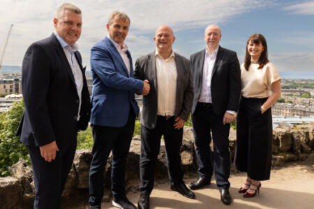 Pictured: Paddy Trainor and Paul Rellis, Viatel Technology Group; Chris Templeton and Ewan Ferguson, FullProxy; and Gina Laverty, Viatel Technology Group